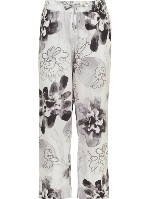Dolcezza Grey/Black/White Print Linen Trousers Style 24772.