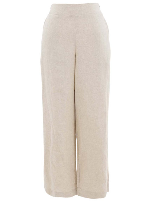Dolcezza Beige Wide Leg Linen Trousers Style 26132.