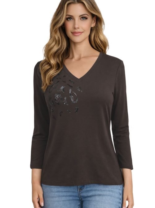 Orly Mocha Print Top Style 262119.