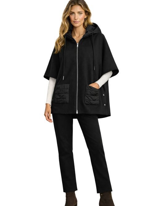 Orly Black Poncho Hooded Jacket Style 262175.