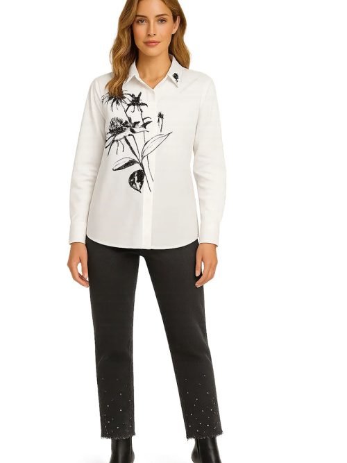 Orly White Placement Print Shirt Style 262291.