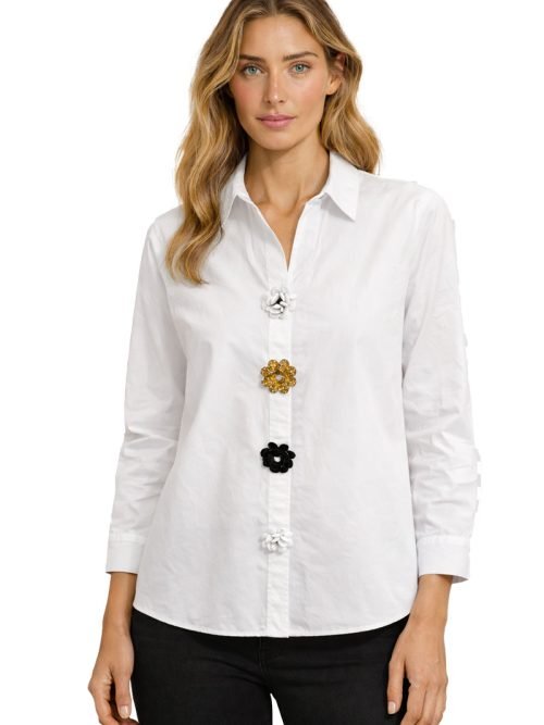 Orly White Flower Shirt Style 262294.