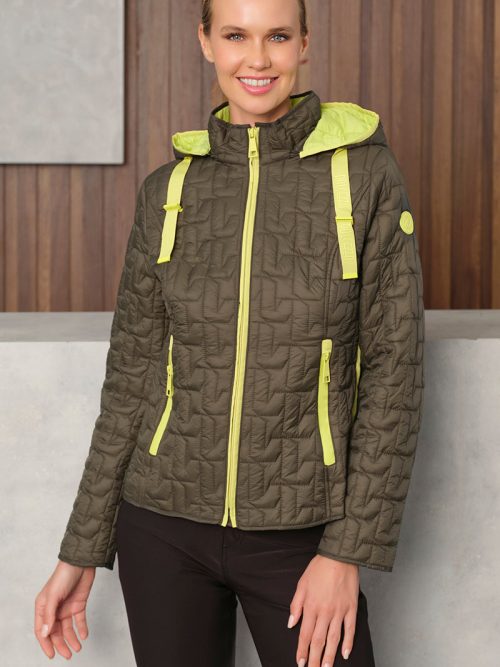 Dolcezza Khaki/Lime Quilted Jacket Style 76803.